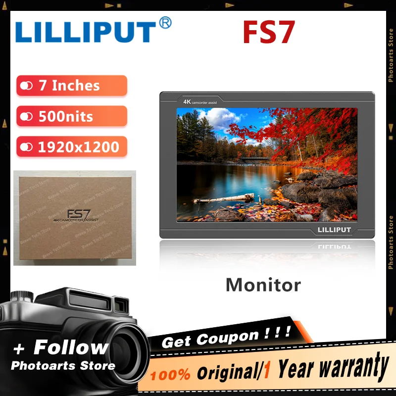 LILLIPUT FS7 7 Inch Full HD Monitor 4K HDMI-Compatible 3G-SDI Camera-Top Monitor for Camcorder&DSLR for Photos&Movies Production
