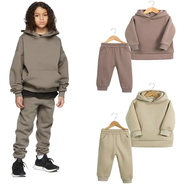 

2022 Winter Children Clothing Sets Plus Velvet Sport Suits for Kids Fleece Boys Tracksuits Girls Hoody Pants Toddler Clothes