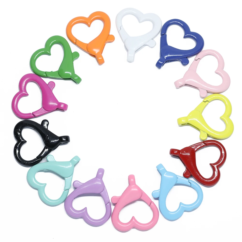 Heart Shape Metal Spring Clasp Hooks Lobster Clasp Carabiner Key Ring Connectors For DIY Keychain Jewelry Making Accessories