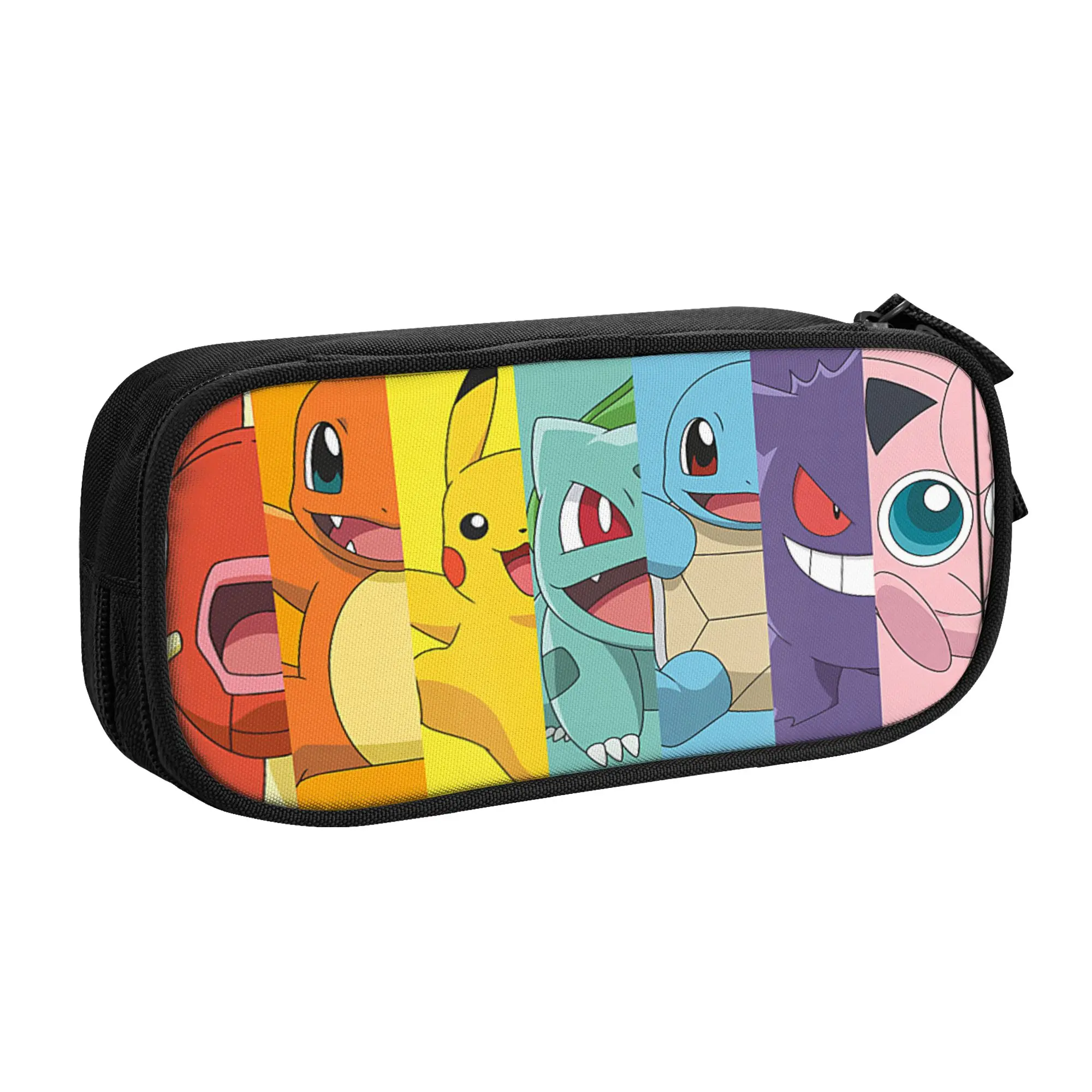 Taschen mit großem Fassungsvermögen für Kinder, Cartoon-Pokemon-Gruppenfoto, Poke-Portrait, Regenbogen-Schulmäppchen für Jungen, Mädchen, Kinder