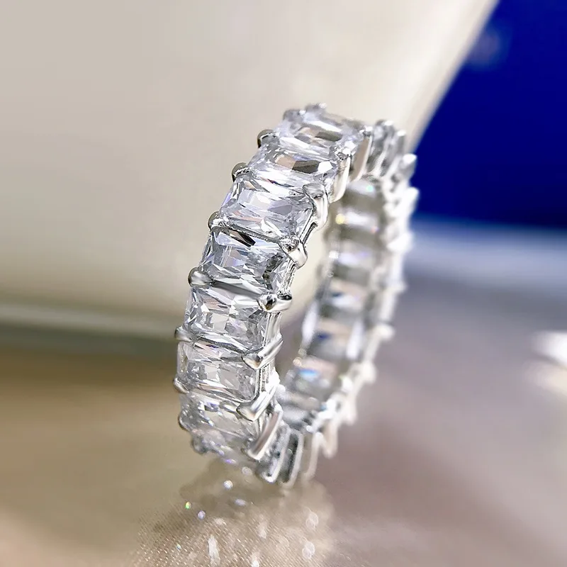Фото S925 Серебряное кольцо 3*5 Полное бриллиантовое кольцо для женщин Amazon Wish Cross border оптом №2