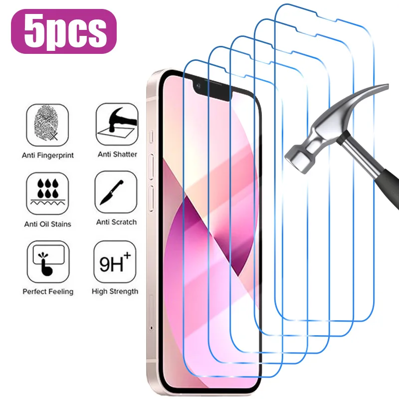 5 sztuk szkła ochronnego do Iphone 14 13 12 11 Pro Max Xs Xr Mini Screen Protector Szkło hartowane do Iphone 14 Plus Glass - AliExpress 202192403