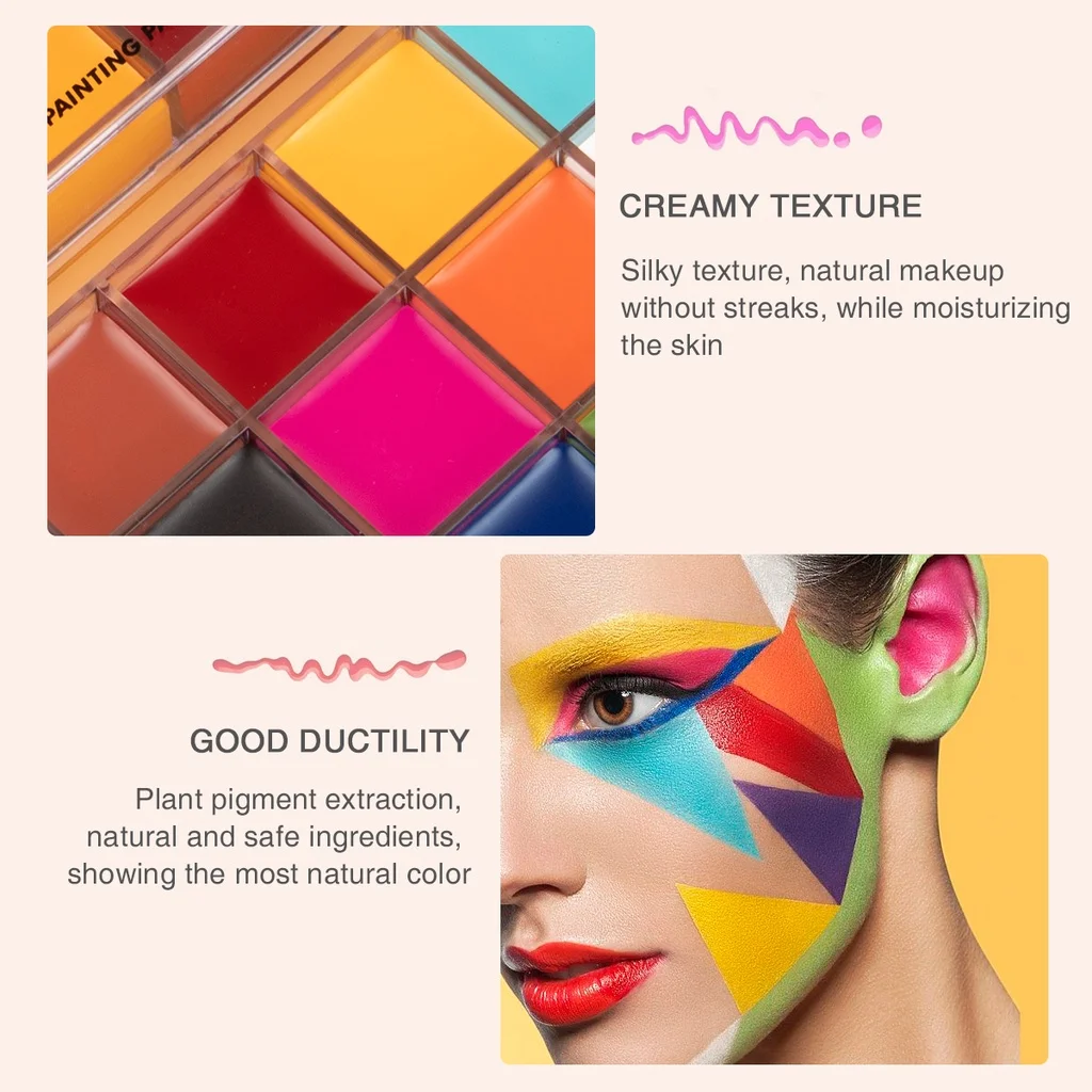 Imagi 16 Colors Face Paint Professional Abstract Palette For Kid Halloween/Art Party Fancy Makeup 5