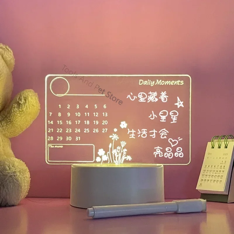 

Доска для заметок, креативная светодиодная подсветка, USB доска для сообщений, праздничная фотография, с ручкой, подарок для детей, акриловая доска для сухого стирания