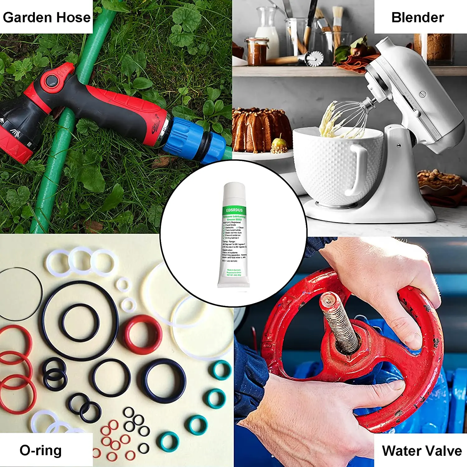 Edsrdus SG02 USDA H1 Food Grade Silicone Grease Multi Functional O-Ring Lubricant Dielectric Seals Faucet Kitchen Appliances silicone grease lubricant