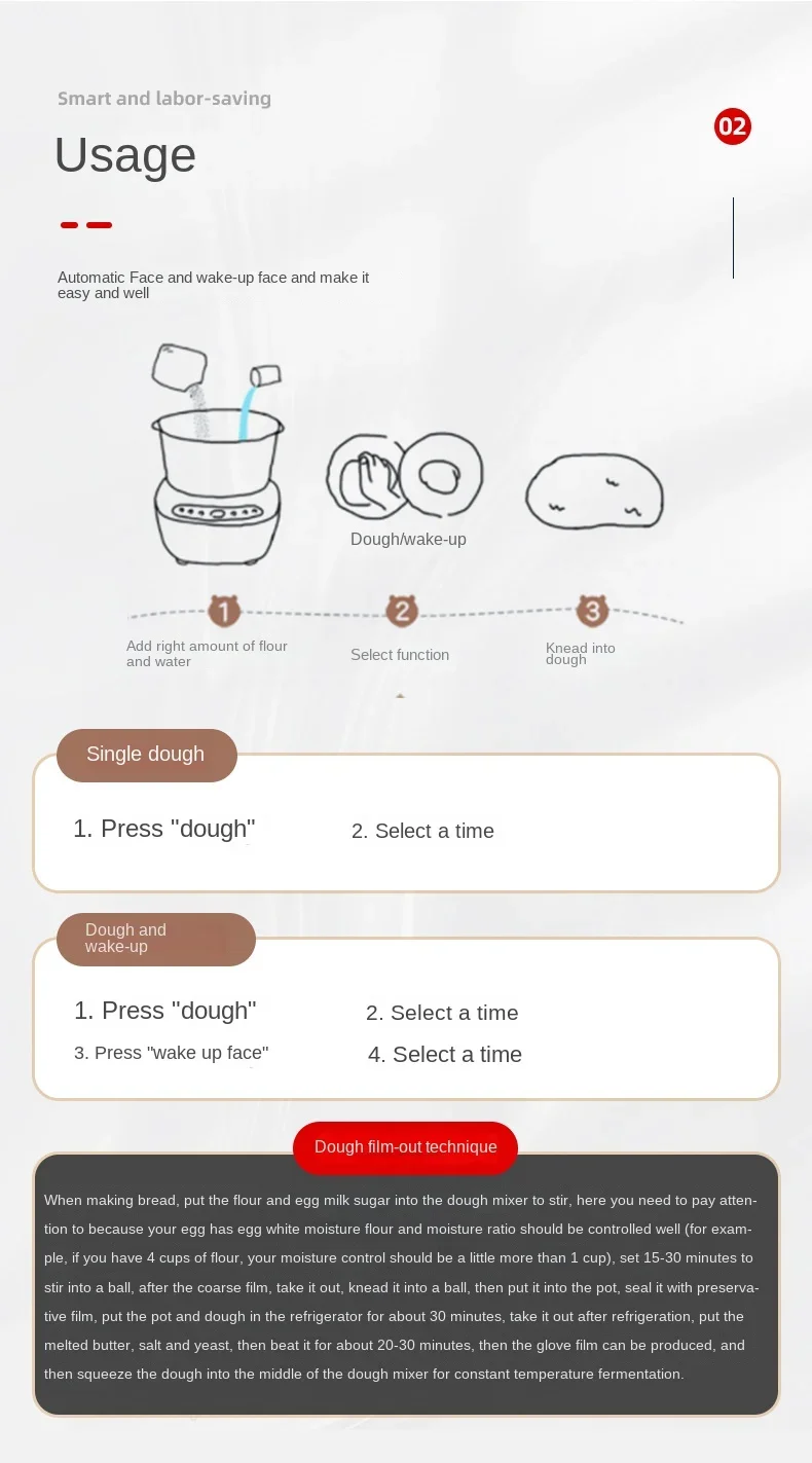 Description Picture 4 of itemSmall household kneading machine with dough mixer, fully automatic stainless steel flour mixer, bread maker