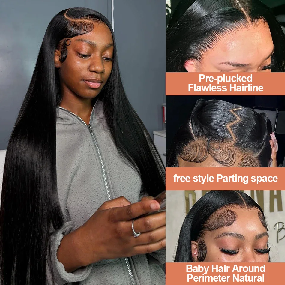 Lace front wig 30 40 Inches 13x6 HD Transparent Lace Frontal Wigs Bone Straight 13x4 Lace Front Brazilian Pre Plucked Human Hair Wigs for Women