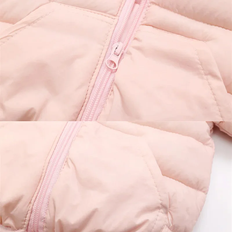 Boys Girls Down Coat Children Casual Autumn Winter Jackets Warm Hooded Fashion Outerwear Solid Color Cotton Parkas