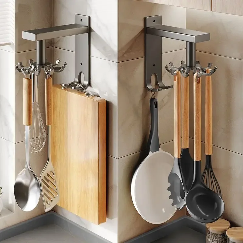 Universal Kitchen Hook Multi-Purpose 360 Degrees Rotatable Rack Organizer Spoon Storage Hanger Home Kitchen Accessories 3