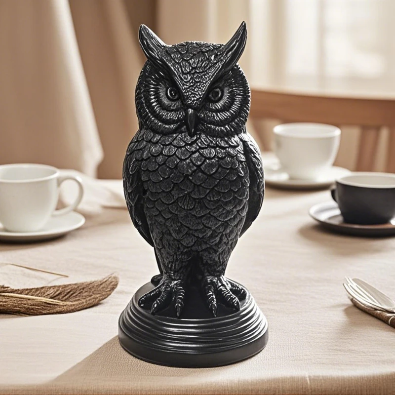 Gothic Crow Candle Holder Retro Black Owl Candlestick Resin Sculpture Craft Statue Fun Atmosphere Home Decoration