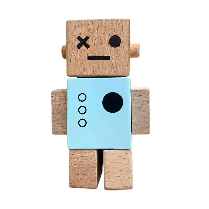 

Wooden Fidget Toy Rotatable Joint Adjustable Wooden Figures Robot Action Figure Toys Wooden Figures Wooden Fidget Toy For Kids