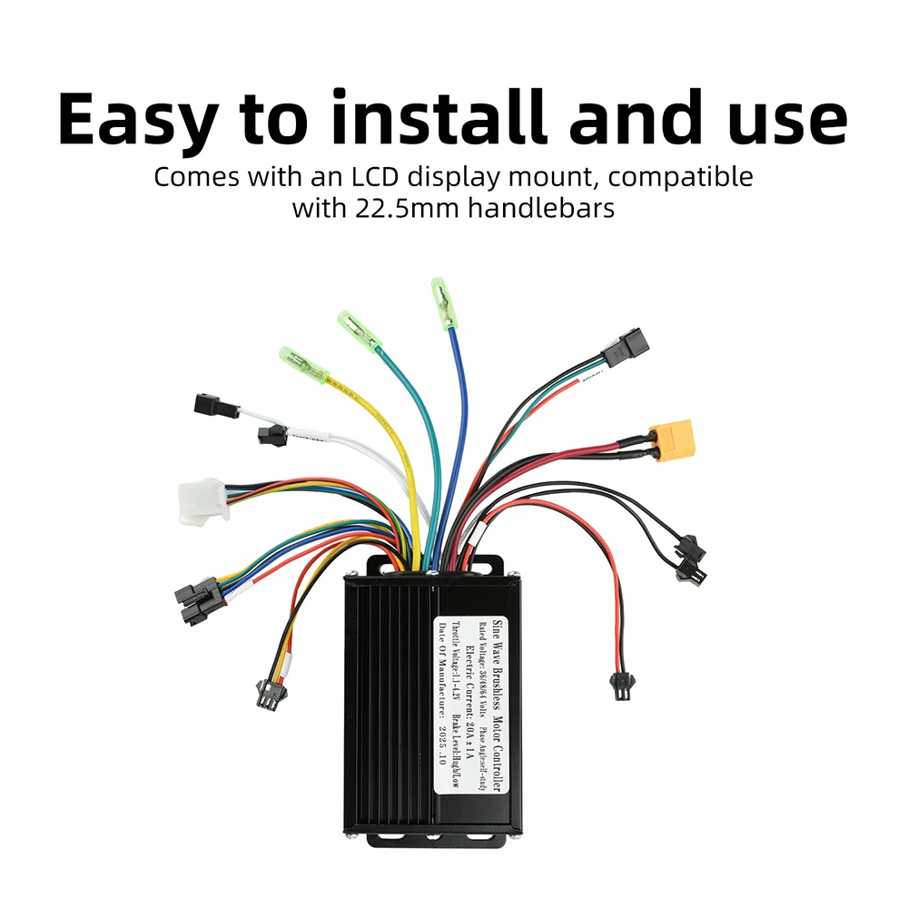 36V 48V 64V 30A 사인파 브러시리스 모터 컨트롤러 750-1500W 3모드 드라이버 SM 커넥터 계기판 전기 자전거 S866