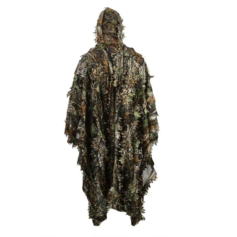 Lifelike 3D Leaves Camouflage Poncho Cloak Stealth Suits Outdoor Woodland CS Game Clothing for Hunting Shooting