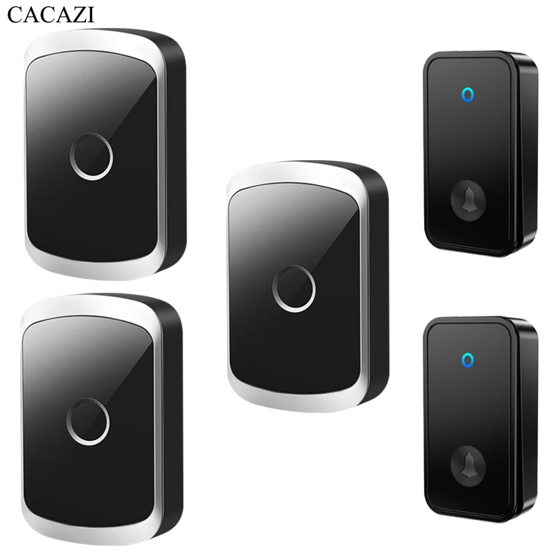 

CACAZI Self-powered Home Wireless Doorbell 60 Chimes 110DB 150M Waterproof Remote Smart Calling Bell LED Flash Security Alarm