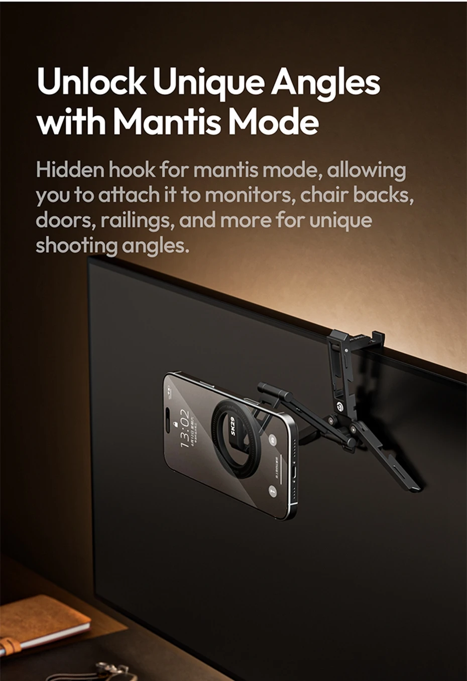 Foldable Phone Stand with Magnetic Ring / Phone Clip Mount Tripod Selfie Mantis