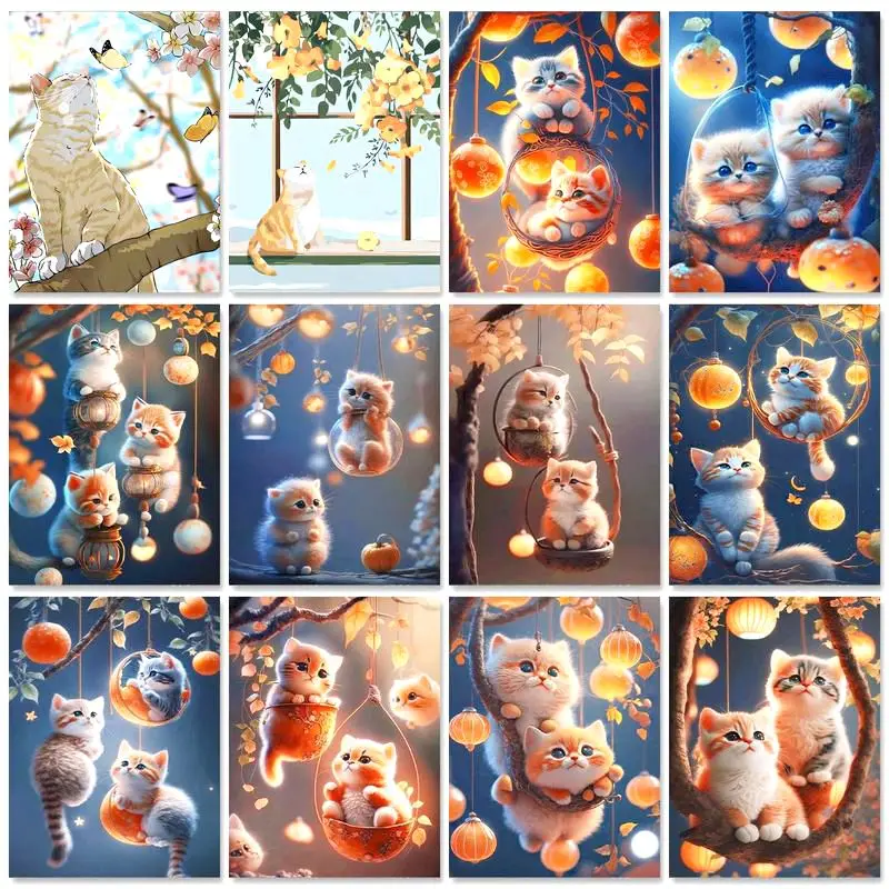 

RUOPOTY Acrylic Paint By Numbers With Frame For Adults Cats Animals Picture On Numbers Modern Painting Diy Ideas Wall Art Pictur