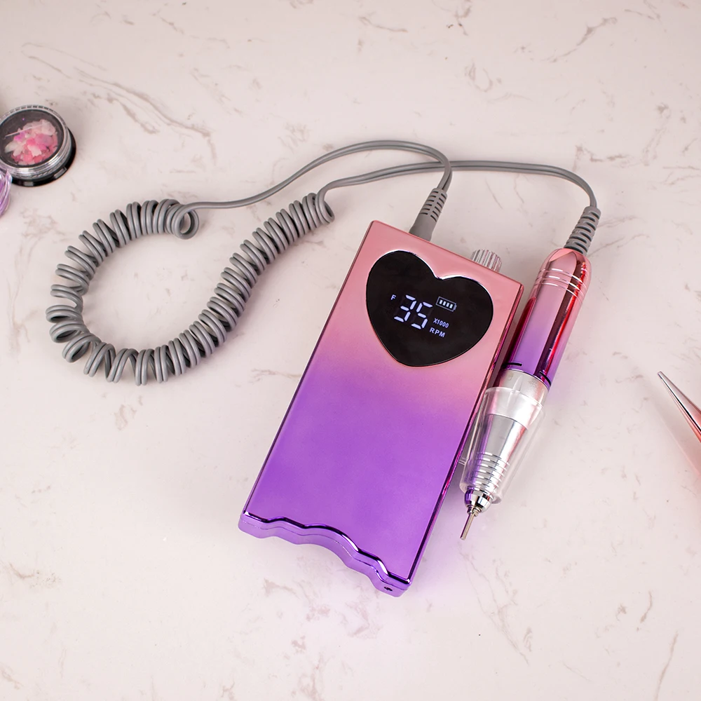 Ultra-thin Body Nail Drill Machine 35000RPM Portable Electric Nail File Rechargeable Manicure Machine Set Kit Gradient Color 2