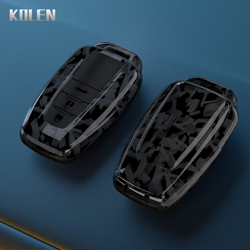 ABS Carbon Fiber Car Key Case Cover Protector Shell Accessories For Toyota Prius Camry Corolla CHR C-HR RAV4 Land Cruiser Prado
