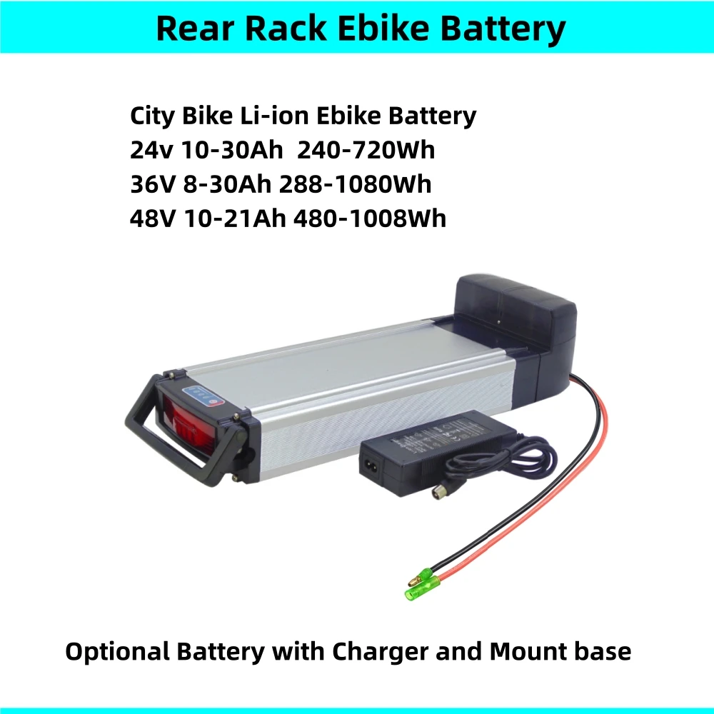 

Rear Rack Carrier City Bike Ebike Battery 36V 48V 10Ah 10.4Ah 13Ah 15Ah 20Ah 25Ah City Bike Commuter E-bike Battery with Charger