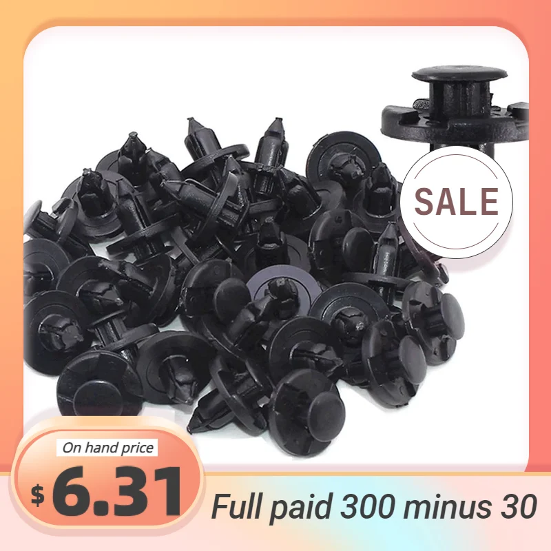 100Pcs Car Fastener Clip Plastic Push Fixed Pin Threaded Rivet Clips 0155309321 For X-Trail  For Qashqai For Navara For Micra 100pcs auto fastener clips fender bumper rear cover push type clamp plastic fixed clip fasteners for toyota 52161 16010