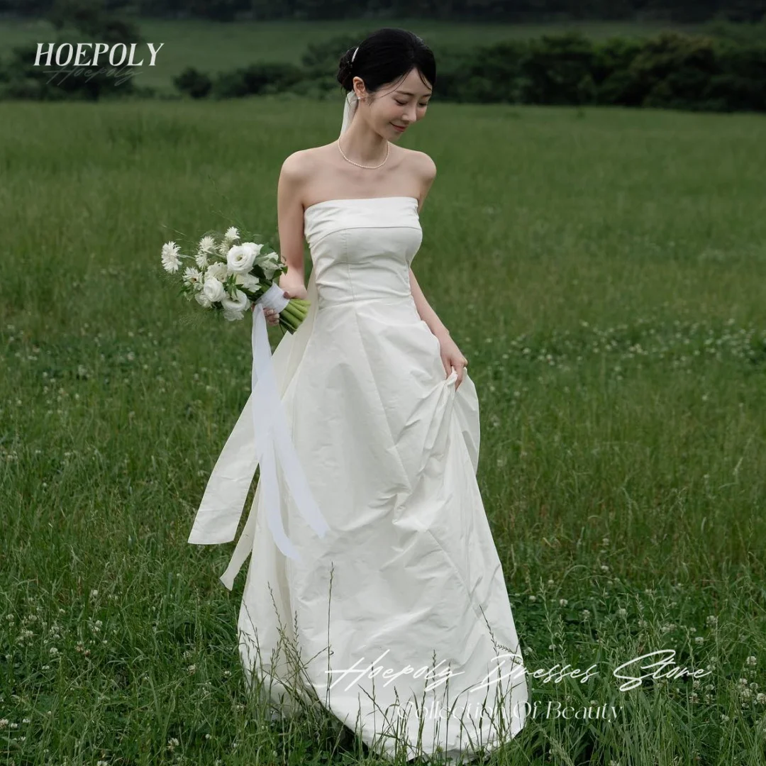 

Hoepoly Strapless A-LINE Sleeveless Simple Beauty Bride Wedding Party Dress Korea 드레스 Photography Wedding Dresses for Women