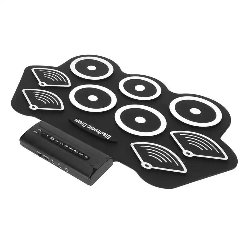 9 Accompaniment Sets Electronic Drum Set Roll Up Practice Pad Midi Kit with Pedals Sticks Gift for Kids