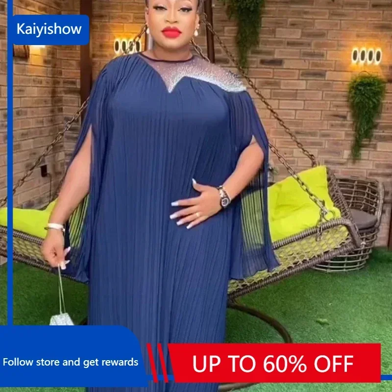 

Elegant Dubai African Chiffon Dresses For Women 2023 New Luxury Robe Muslim Abaya Dashiki Gowns Plus Size Africa Clothing