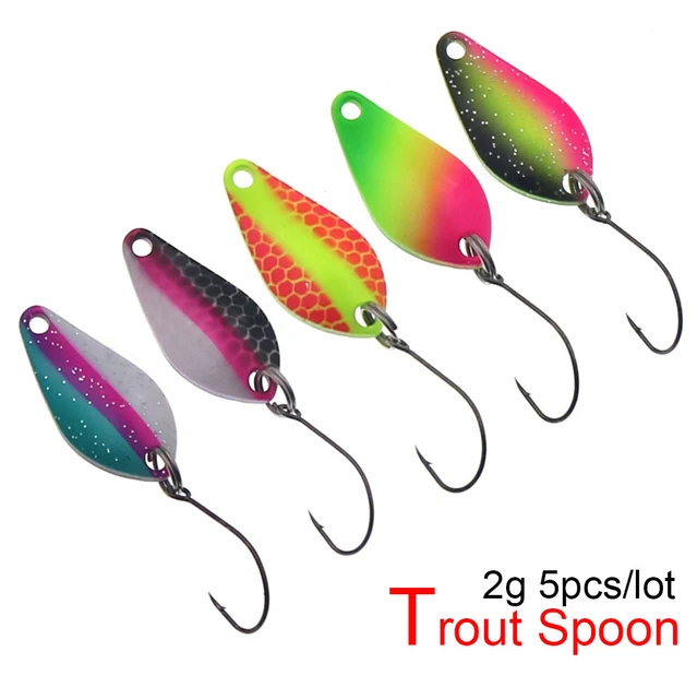 5PCS/Lot Trout Spoon Bait 2g 25mm Metal Fishing Lure With Single