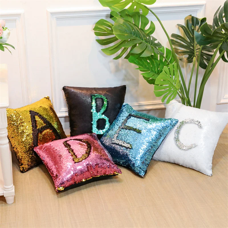 

Two color Mermaid Sequins Cushion Cover Decorative Sofa Pillowcase Boho Livingroom Pillow Cushion Cover Luxury Home Decor