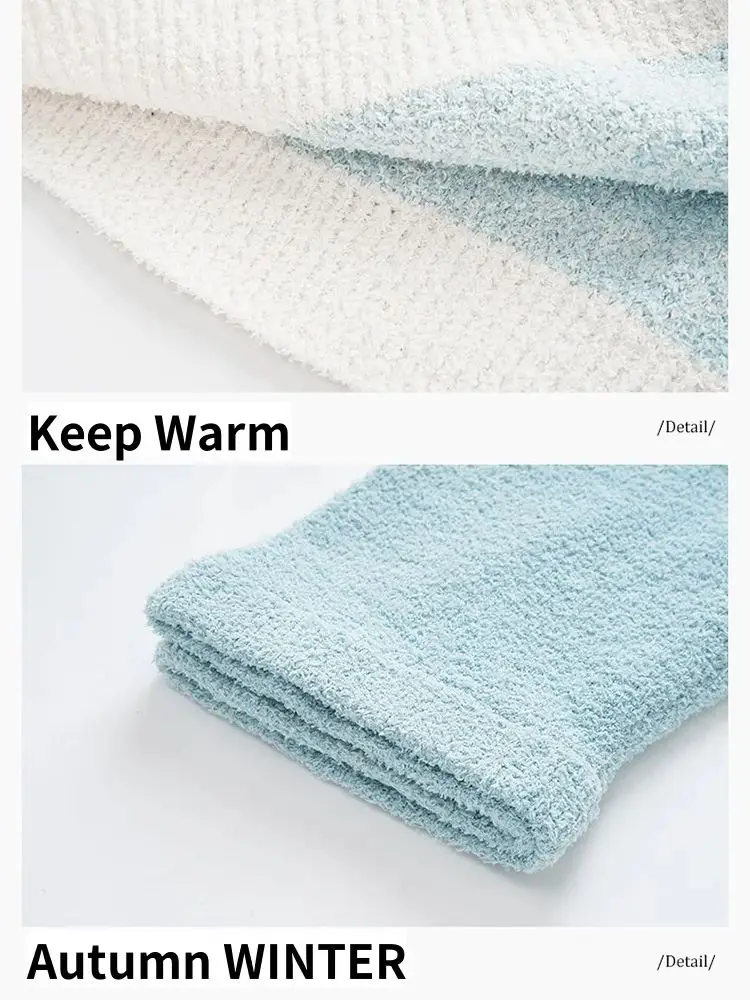Couple Men Women Autumn Winter Pajamas Velvet Thickened Coral Velvet Fresh Stripes Can Be Worn Out Household Clothing