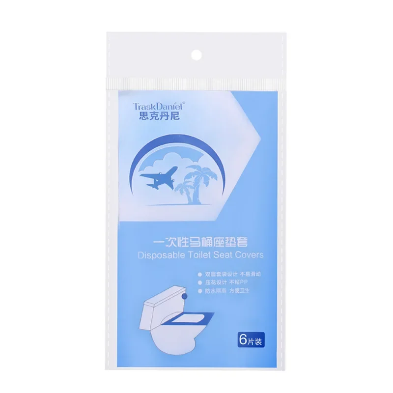 6pcs/pack Portable Disposable Toilet Seat Waterproof Restroom Seat Cover Wood Pulp for Travel/Camping Bathroom