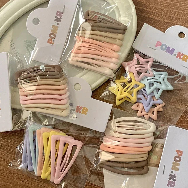 10Pcs Children Cute Candy Color Geometric Stars Heart Ornament Hair Clips Girls Lovely Sweet 3-5CM Hairpins Kid Hair Accessories hair accessories hair clips