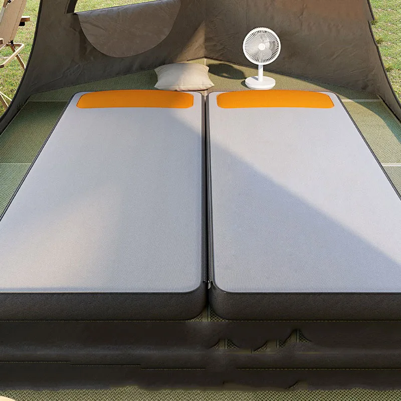 Inflating Air Mattress Camping Bed Double-Sided Waterproof For Indoor Floor Outdoor Tent Sleeping With Built-in Pump Storage Bag