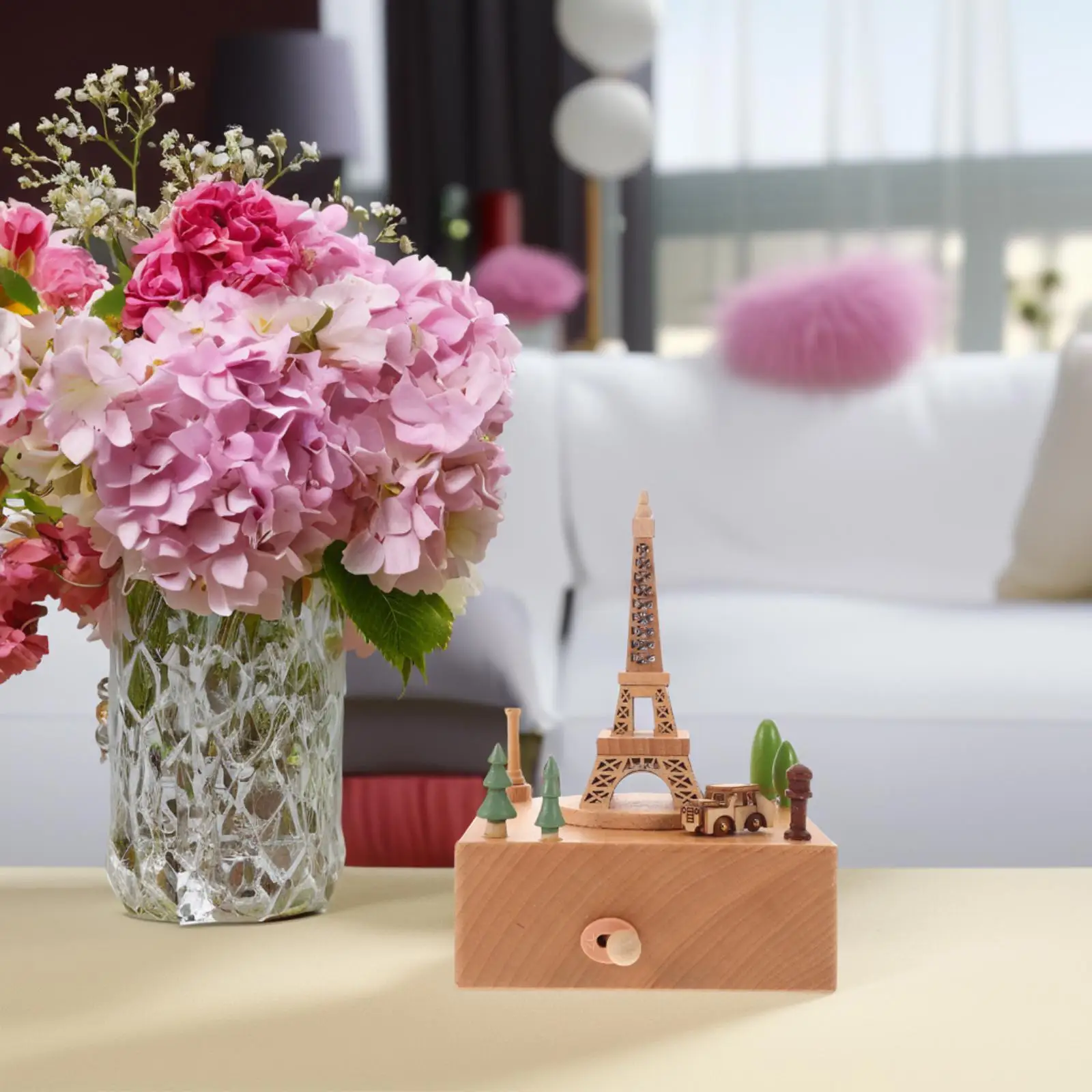 Wooden Music Box Eiffel Tower Shape Creative Design Soothing Melodies Gifts For Women Child Birthday Valentine Home Decor 2