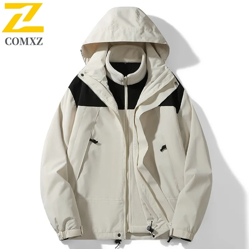 COMXZ Men Winter Motorcycle Jacket Premium Casual Outdoor Adventure Thick Warm Parka High End Hooded Design Cozy Jackets