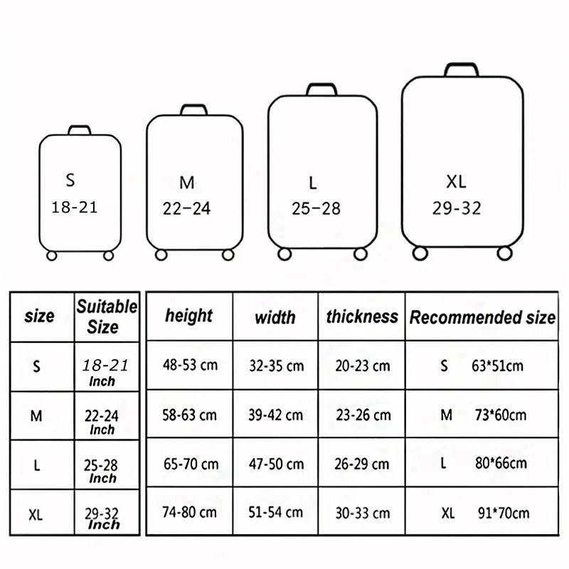 Copertura per bagagli in tessuto elasticizzato protezione per valigia custodia antipolvere per bagagli custodia per valigia adatta da for18-32 pollici Organizer da viaggio