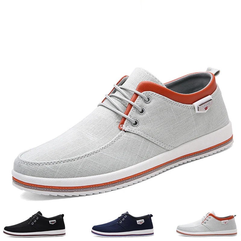 

Новые повседневные мужские туфли большого размера, искусственная кожа, мужские холщовые повседневные туфли, повседневная обувь, низкие дышащие спортивные лоферы