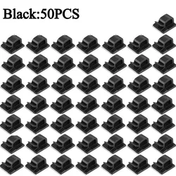 Self - Adhesive Cable Management Clips (50 Pcs black)