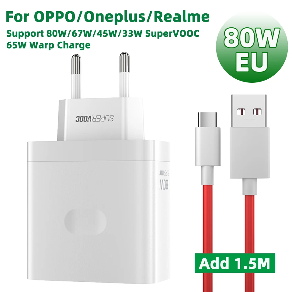 OPPO SuperVOOC 100W/80W Fast Charger - EU/US Adapter