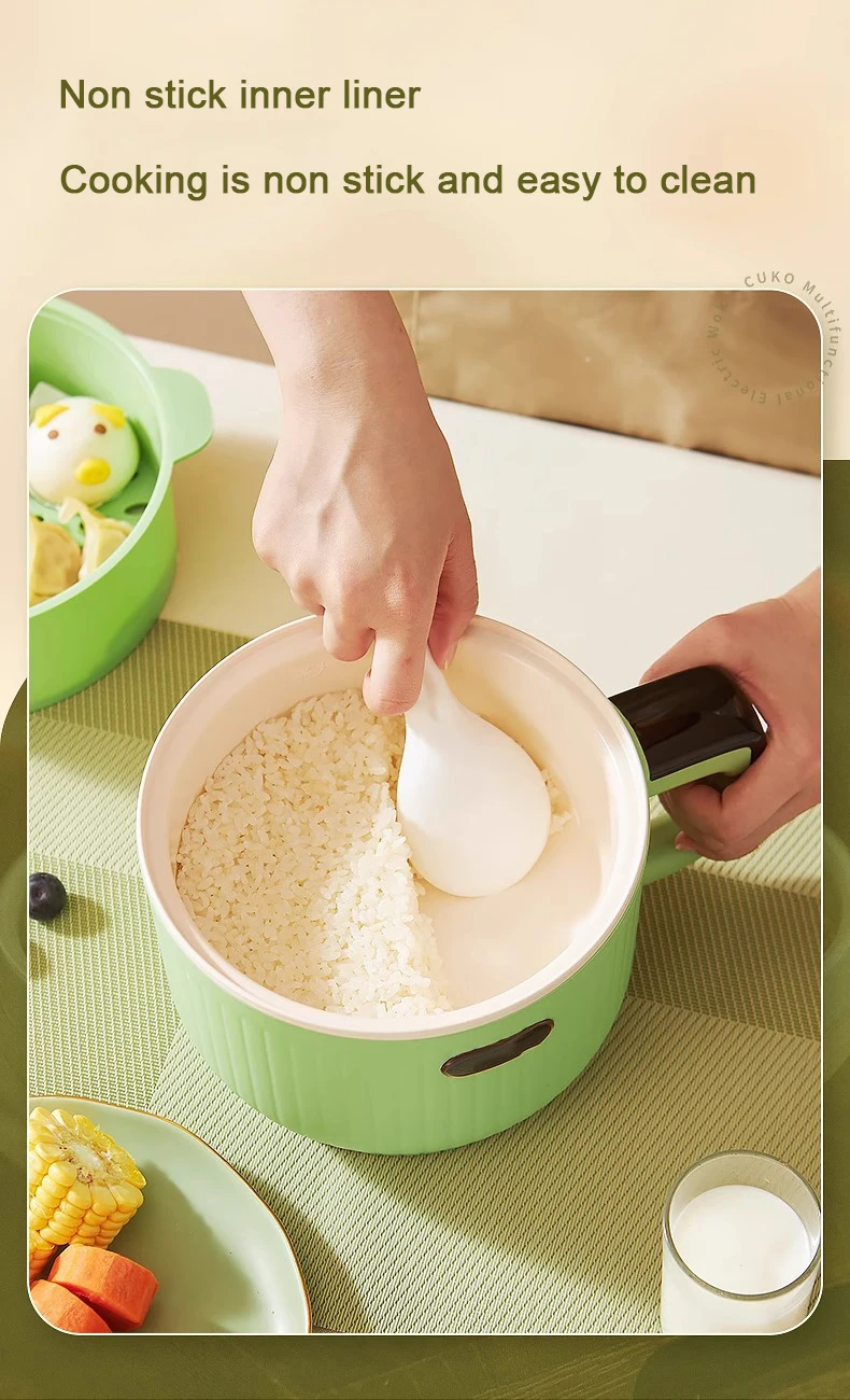 Description Picture 6 of item1.5L Portable Electric Rice Cooker Multifunction Hotpot Noodles Pasta Cooking Pot Eggs Frying Pan Soup Stew Boiler Food Steamer