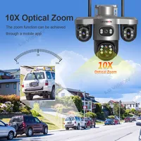 LS VISION 20MP 4 objectifs trois écrans 4G caméra solaire extérieure WiFi 10X Zoom optique suivi automatique Wifi caméra de Surveillance V380 Pro 3