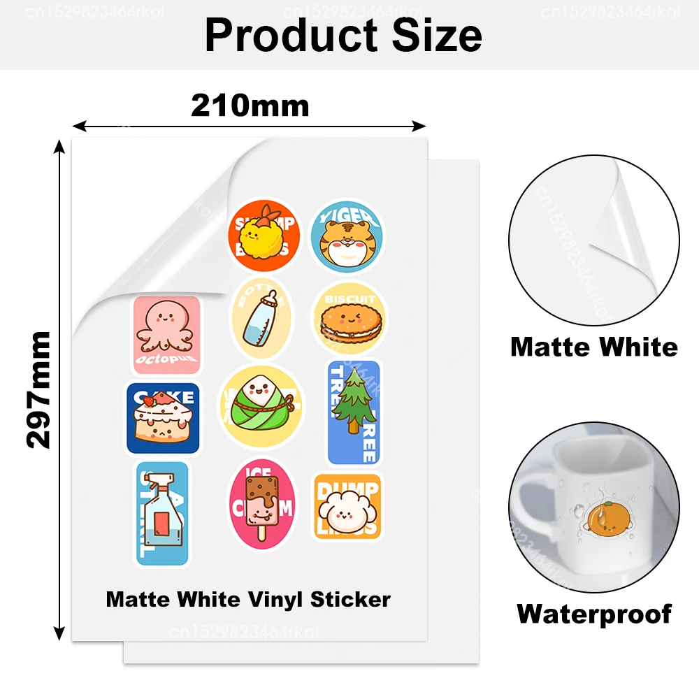 인쇄용 비닐 스티커 용지, 무광택 흰색 A4 용지, 잉크젯 프린터용 자체 접착 라벨 스티커, DIY 복사 용지, 100 매