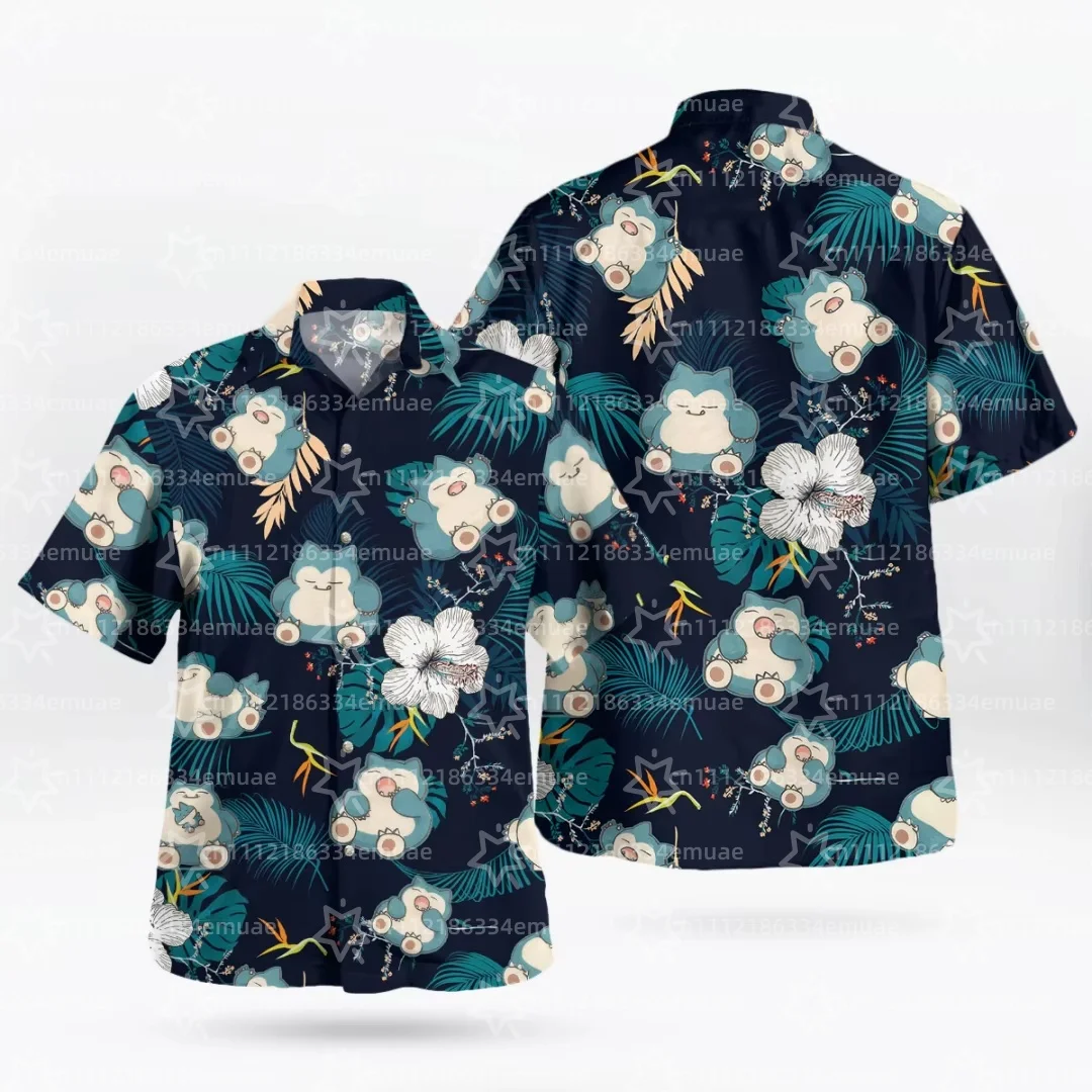 Camicia Pokémon poliestere (stile floreali) UOMO e BAMBINO - Snorlax, Magikarp, Togepi, Growlithe, Psyduck