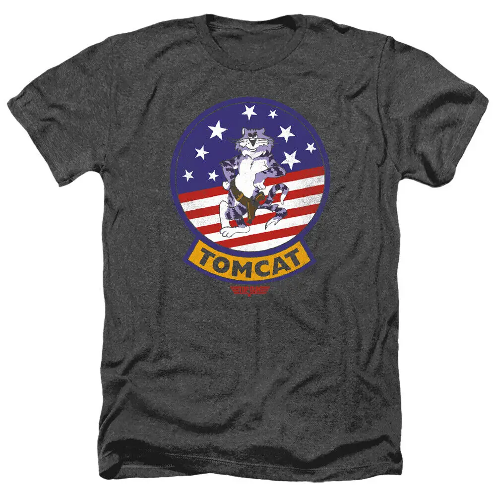 Top Gun Heather T-Shirt Tomcat Patch Black Tee