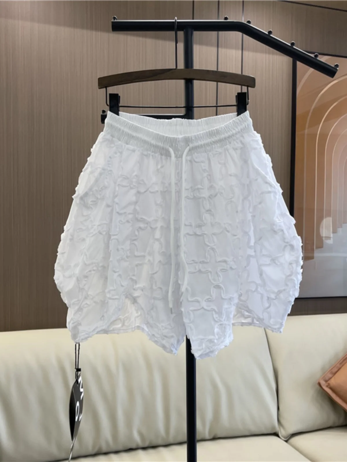 Summer Thin Three-Dimensional Lace Personalized Oversize Casual Trousers For Women 2024 New Loose Wide Leg Shorts Booty Pants