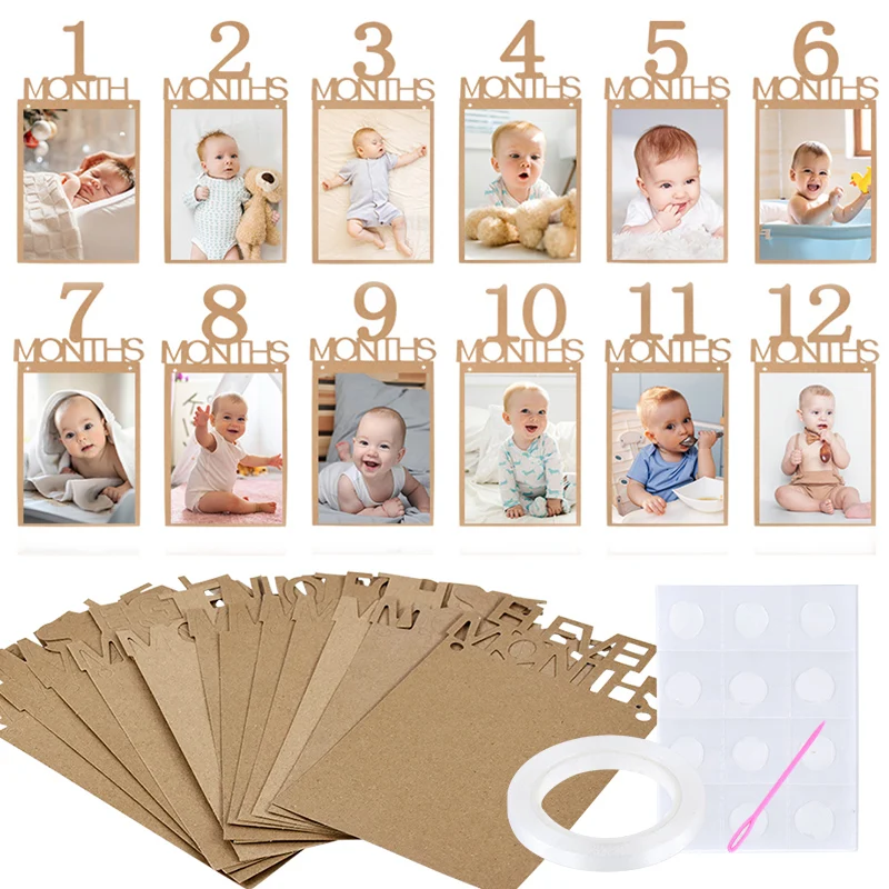 Foto-Banner für Neugeborene, Geburtstag, 12 Monate, Baby, ein Jahr, Geburtstag, Bild, Fotorahmen, Clip, Girlande, Hochzeitstag, Party-Dekoration – Detail 6