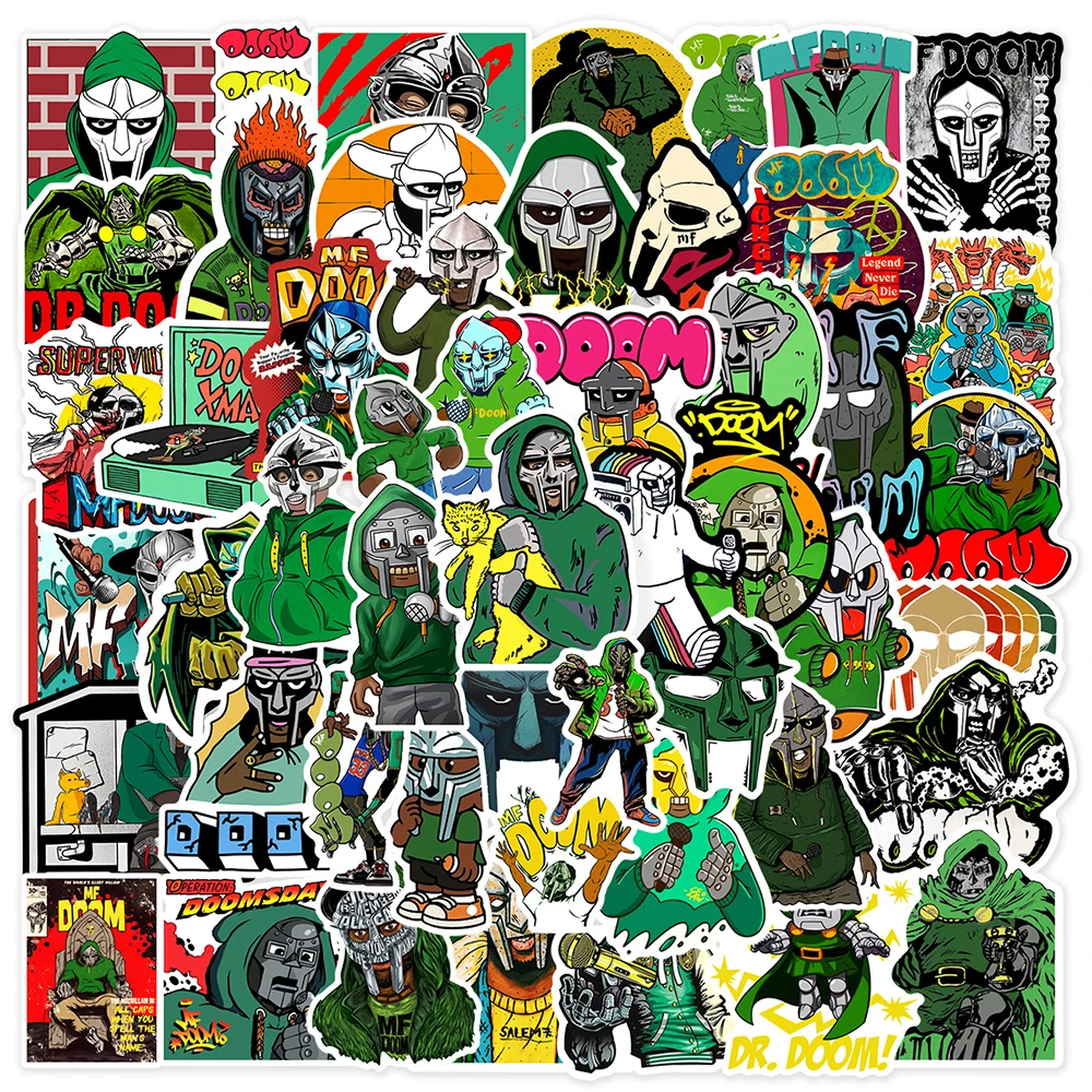 10/30/50PCS Hip Hop Rapper Mf Doom Stickers Singer Graffiti DIY Skateboard Phone Luggage Laptop Guitar Toys Decals For Fan Kids