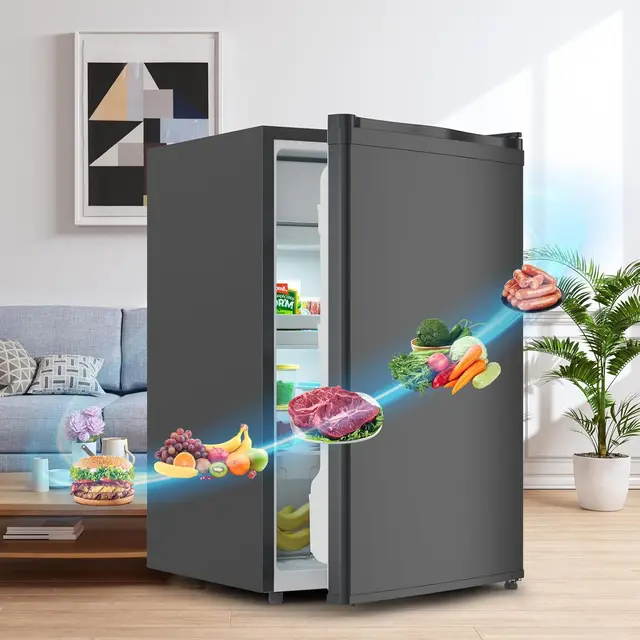 4.3 Cu.Ft Mini Fridge With Freezer, Single Door Small Refrigerator, 7 Settings Temperature Adjustable, Low Noise, For Home, RV 1