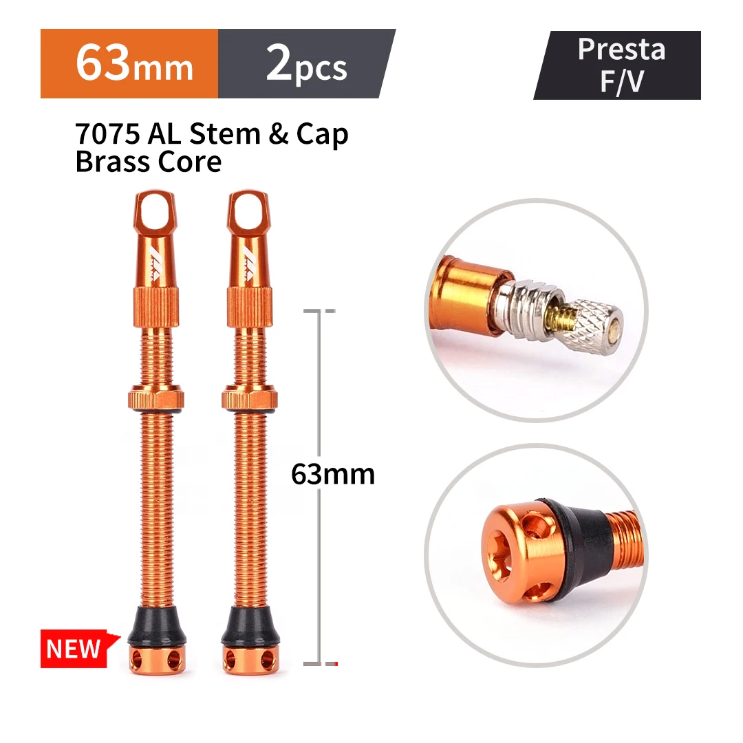 High-Performance Aluminum Alloy Presta Valve Pair for Tubeless Bikes