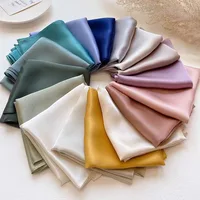 Fashion 70x70cm Solid Color Satin Scarf Woman Square Head Neck Silk Feeling Scarves Soft Hairband 2